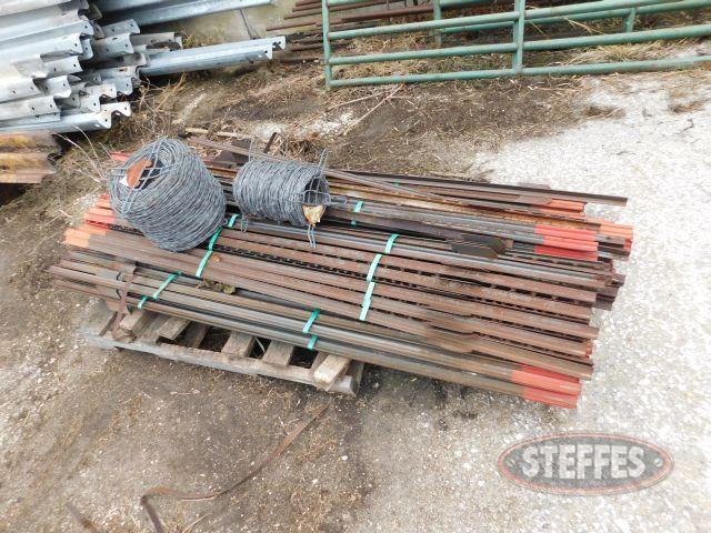 Pallet of 6' T Post & Rolled Barbed Wire 